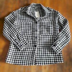 🎯 A New Day Houndstooth Long Sleeve Tweed Blazer/Shacket Women's Size Small